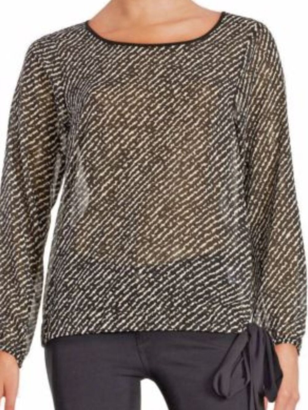 MICHAEL KORS Black & Cream Semi Sheer Animal Print Blouse/Top NWT R-$80